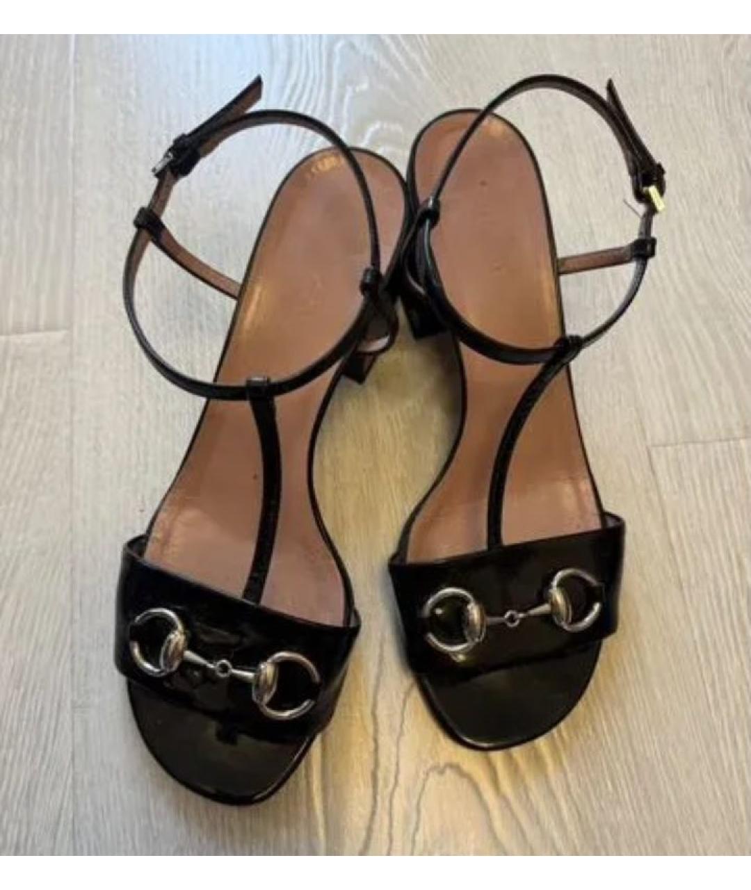 GUCCI Черные кожаные босоножки, фото 3