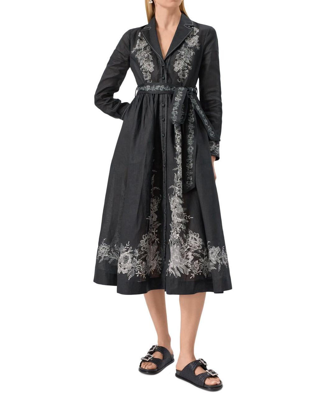 ZIMMERMANN Черное льняное коктейльное платье, фото 3