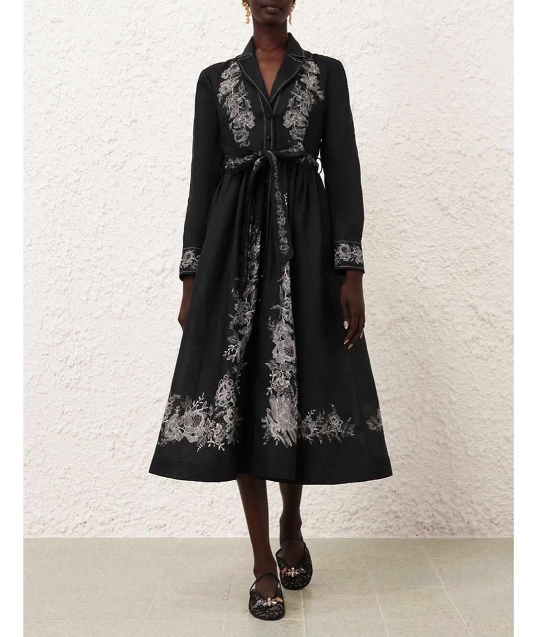 ZIMMERMANN Черное льняное коктейльное платье, фото 4