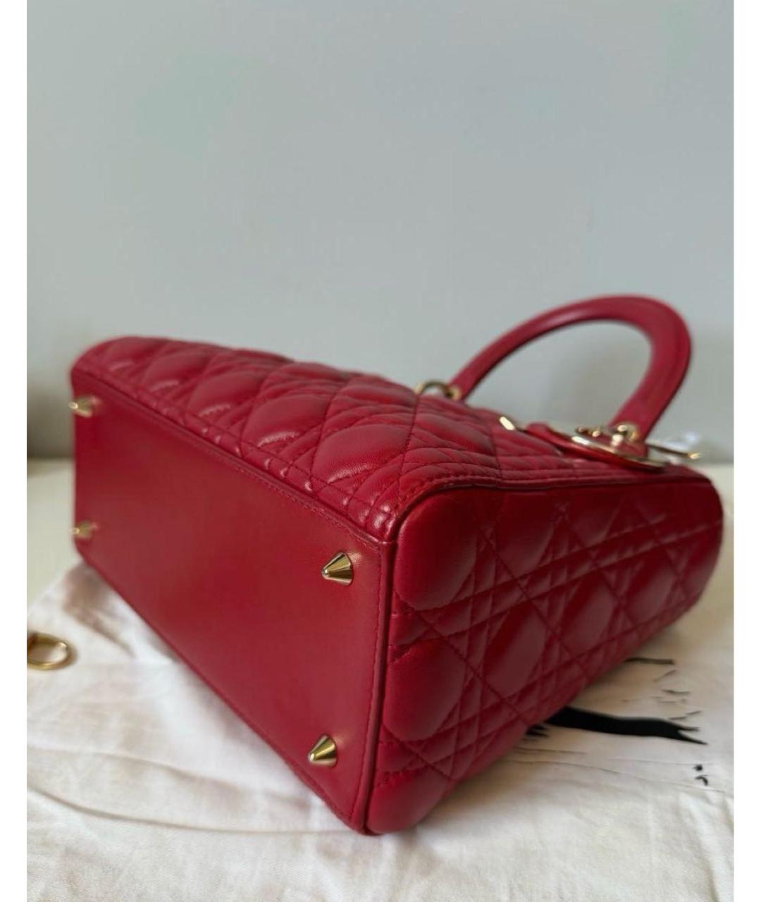 CHRISTIAN DIOR Красная кожаная сумка с короткими ручками, фото 8