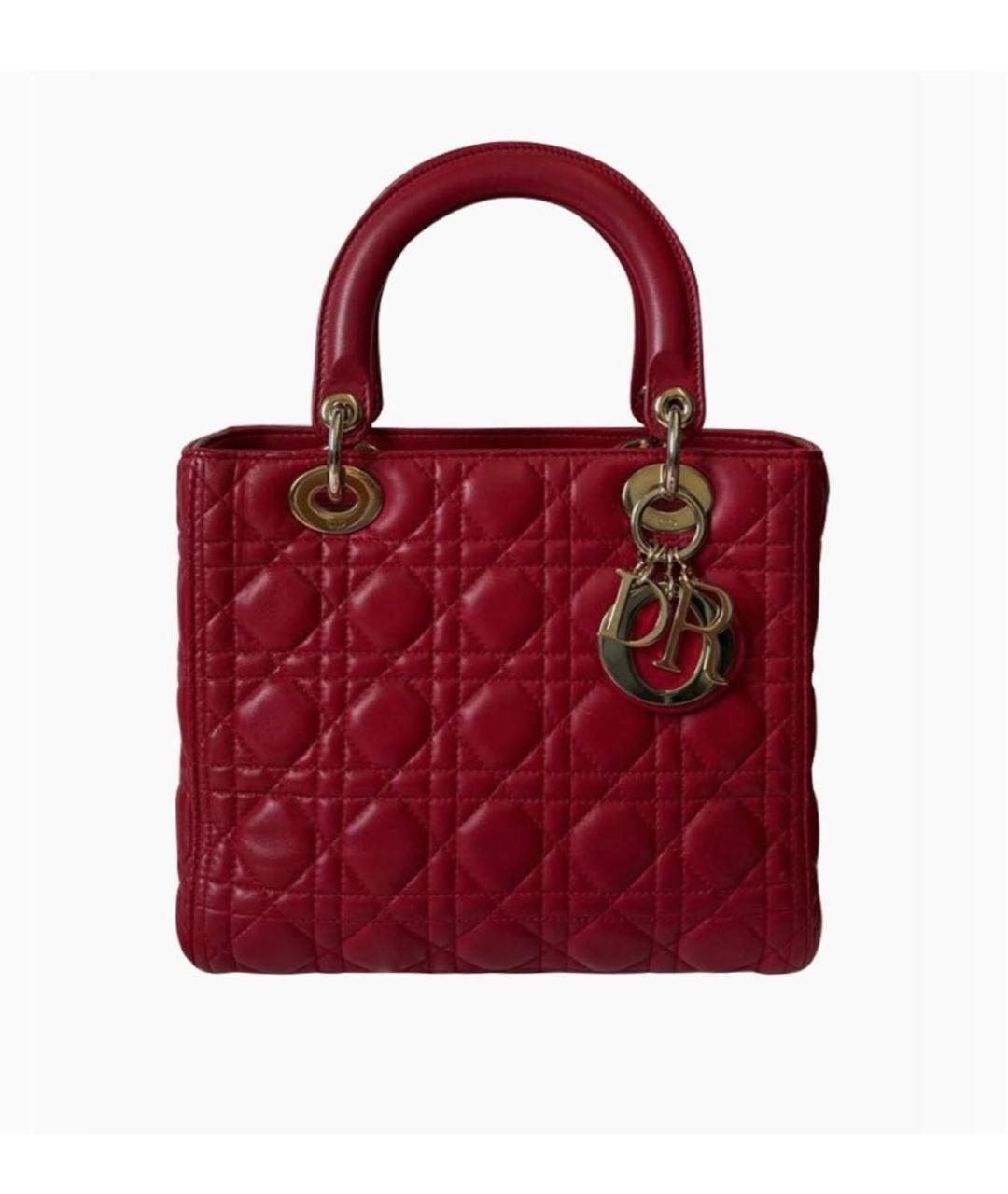 CHRISTIAN DIOR Красная кожаная сумка с короткими ручками, фото 9