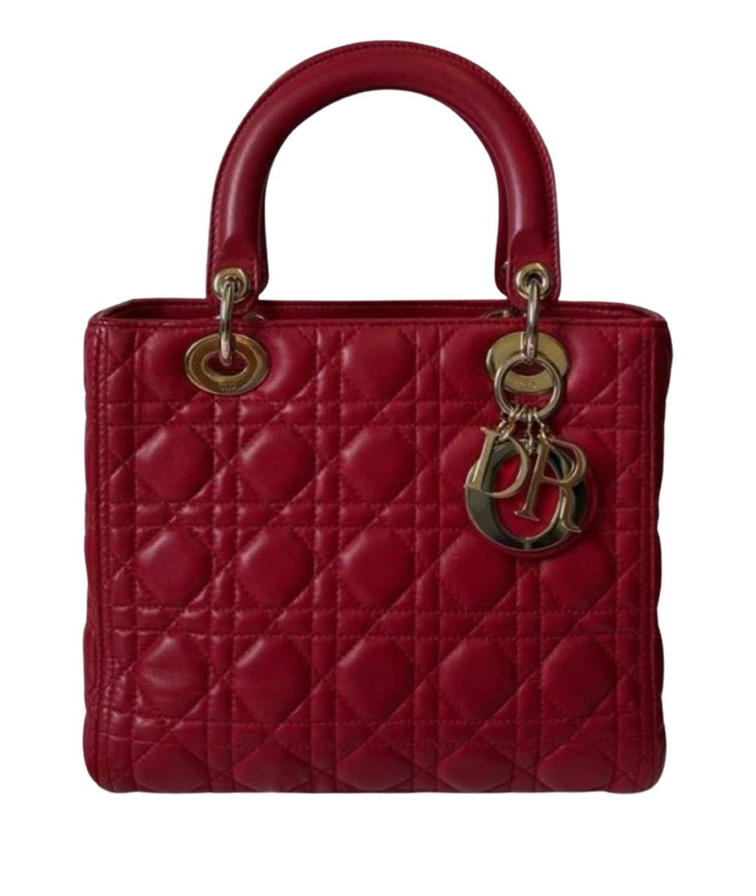 CHRISTIAN DIOR Красная кожаная сумка с короткими ручками, фото 1