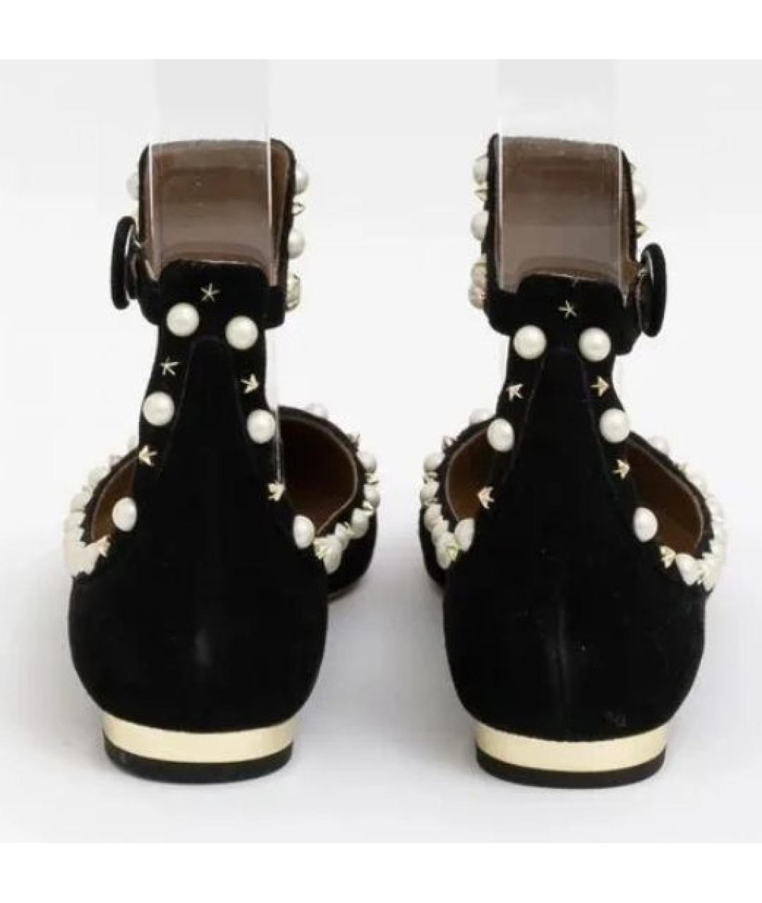 AQUAZZURA Черные замшевые балетки, фото 3