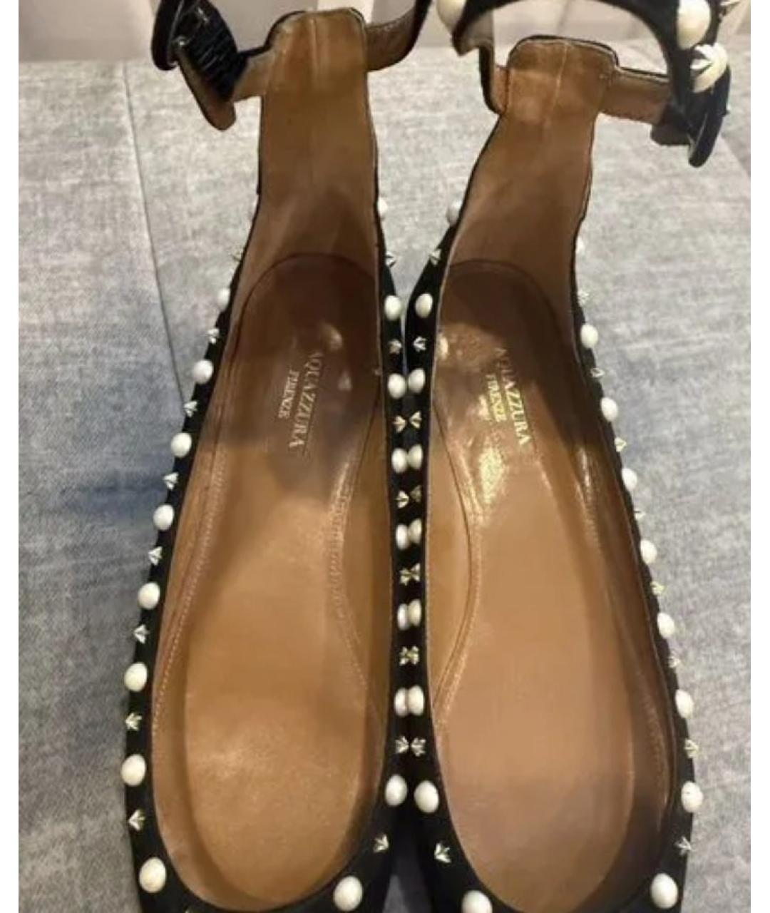 AQUAZZURA Черные замшевые балетки, фото 7