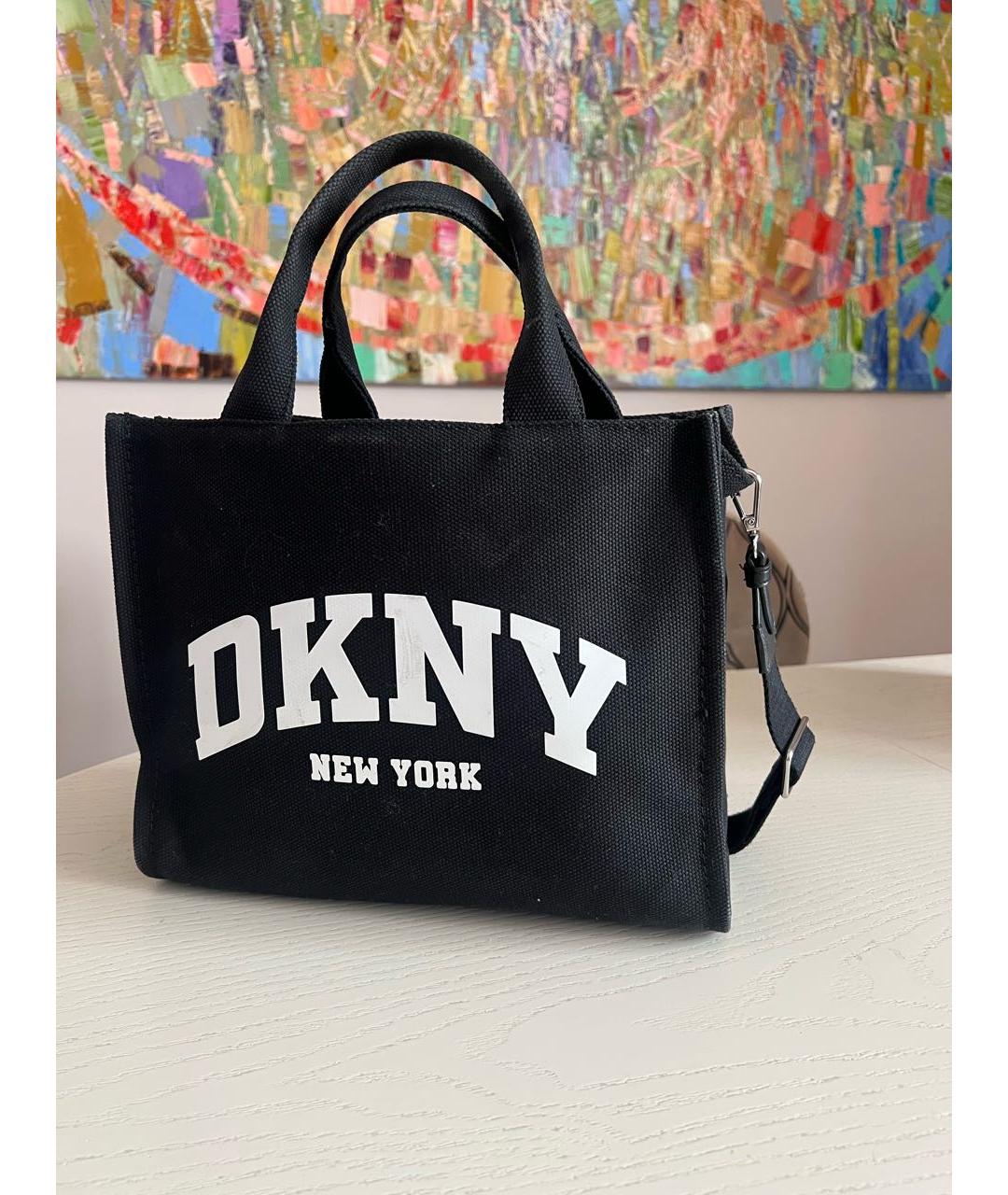 DKNY Черная хлопковая сумка тоут, фото 5