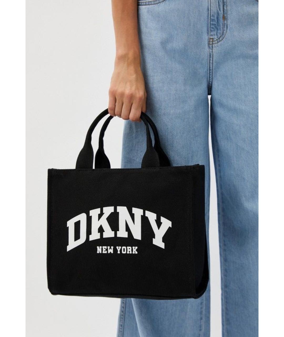 DKNY Черная хлопковая сумка тоут, фото 4