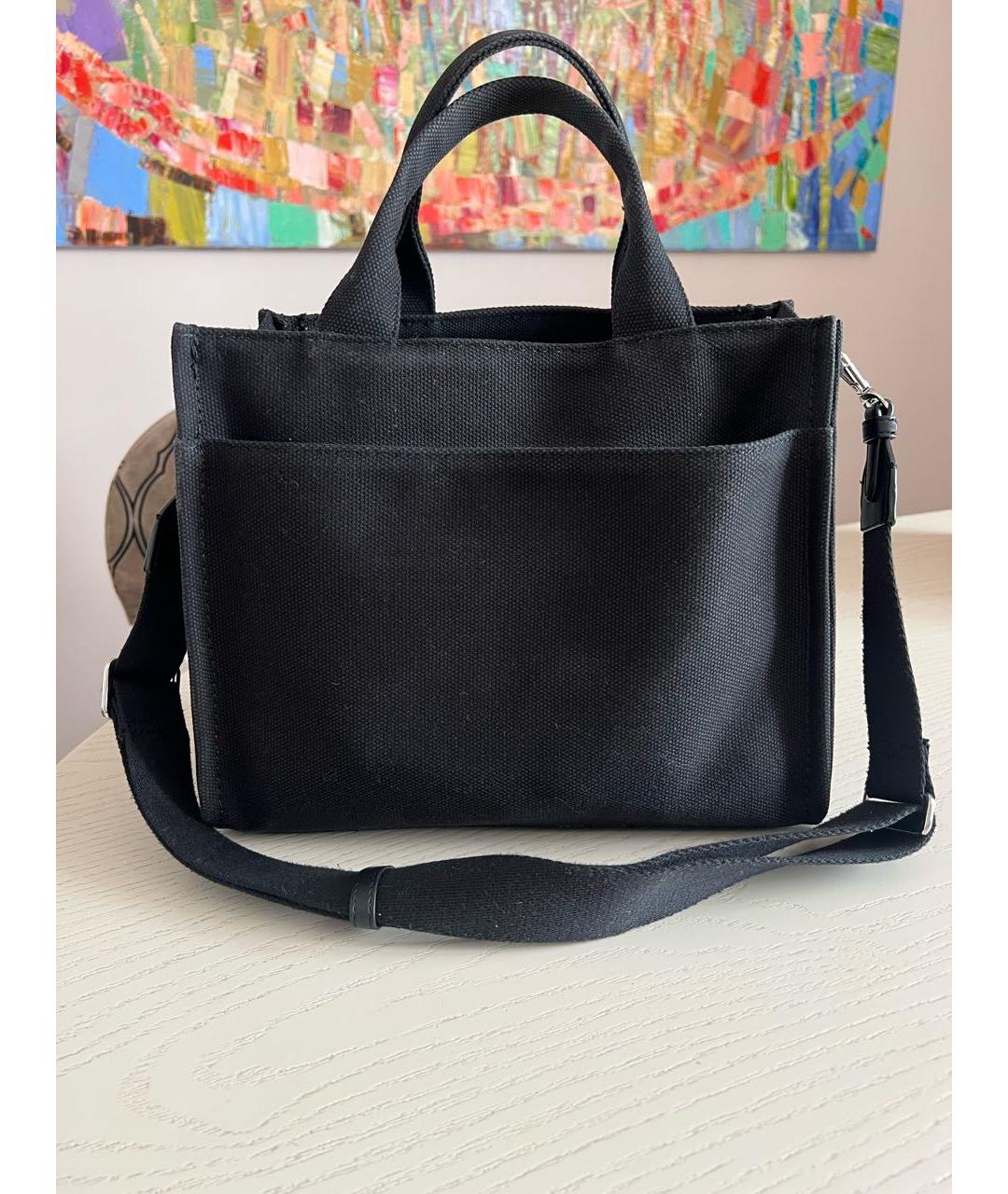 DKNY Черная хлопковая сумка тоут, фото 3