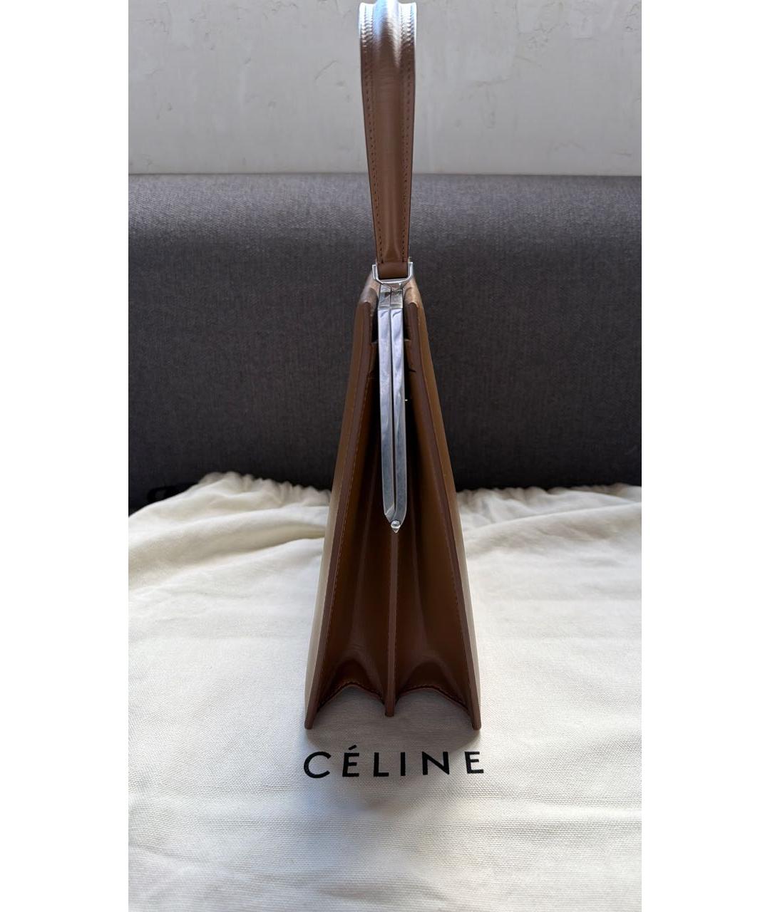 CELINE Бежевая кожаная сумка с короткими ручками, фото 5