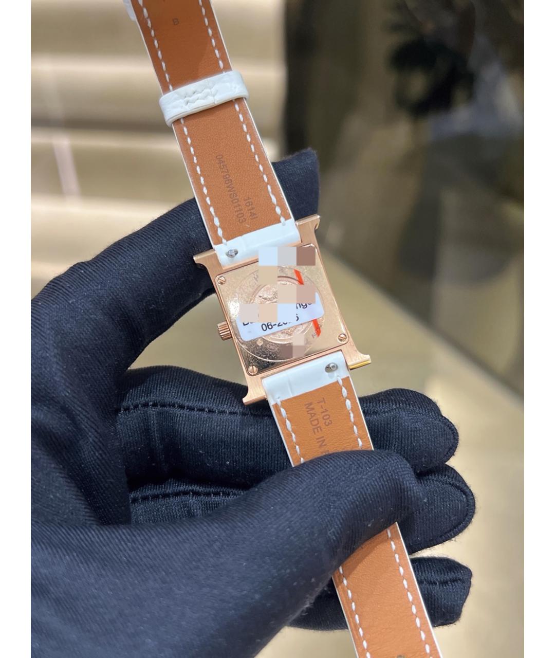 HERMES Белые часы из розового золота, фото 5