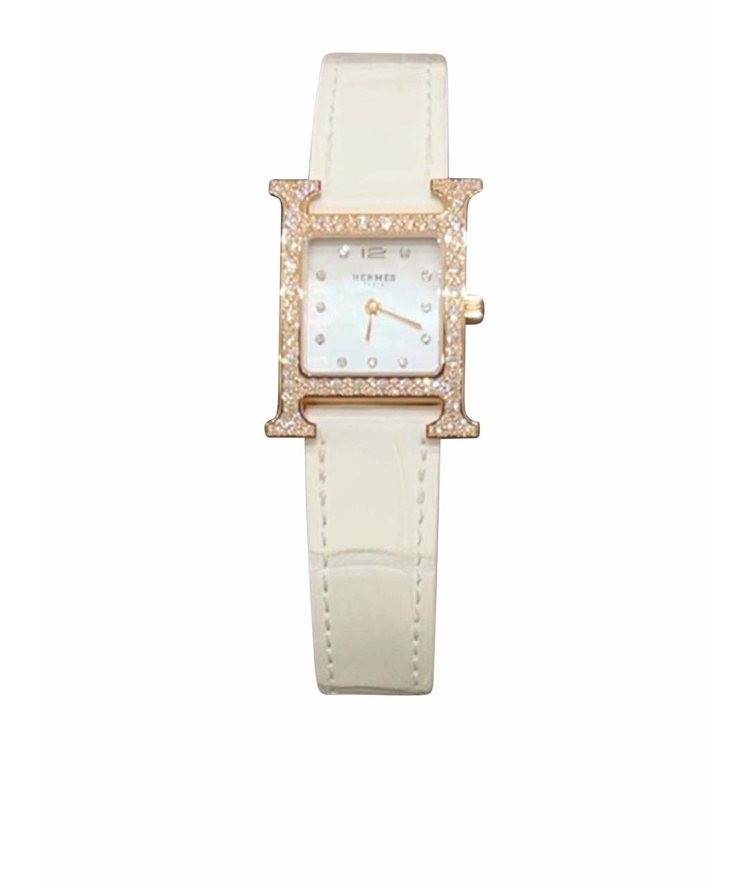 HERMES Белые часы из розового золота, фото 1