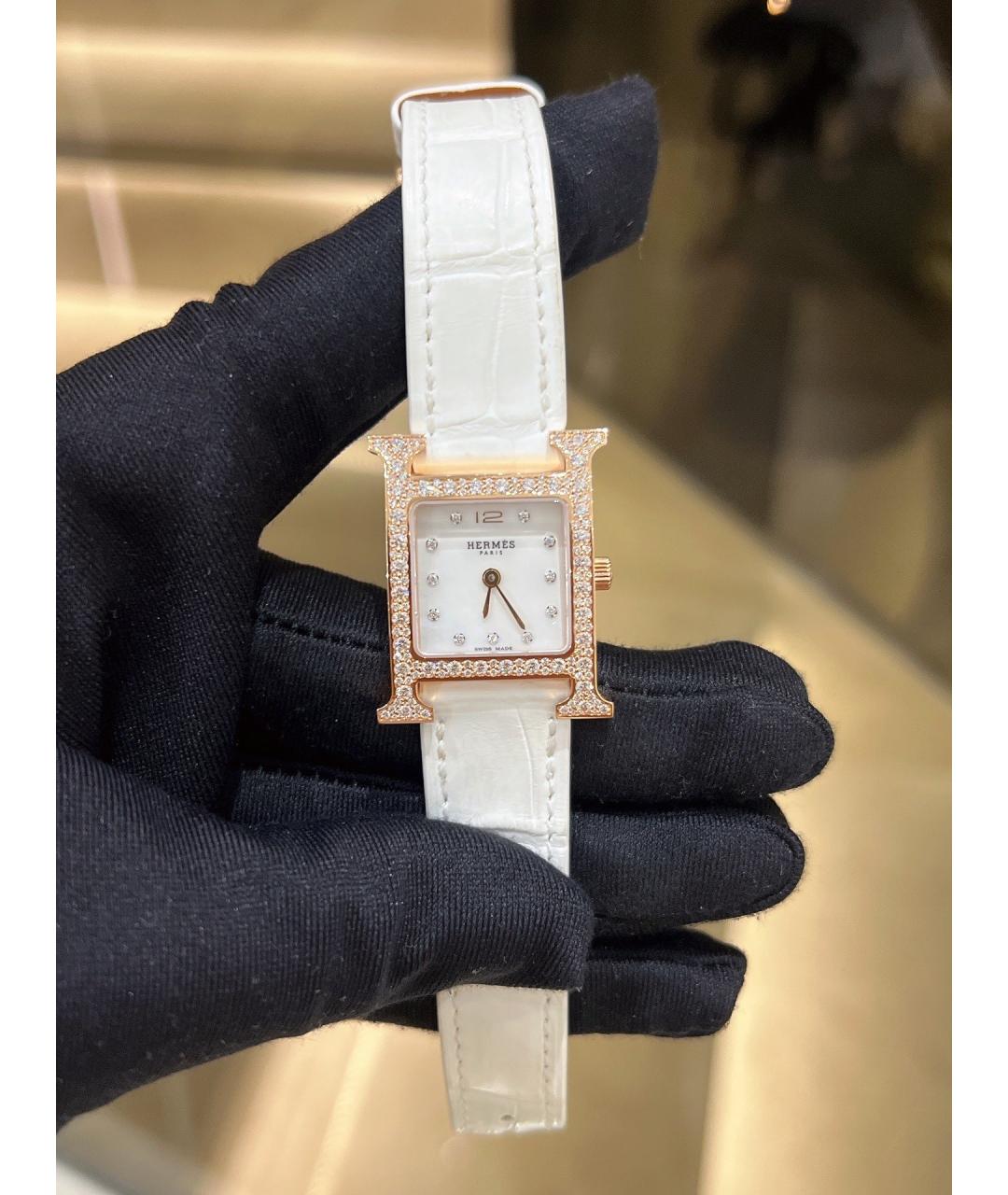 HERMES Белые часы из розового золота, фото 7