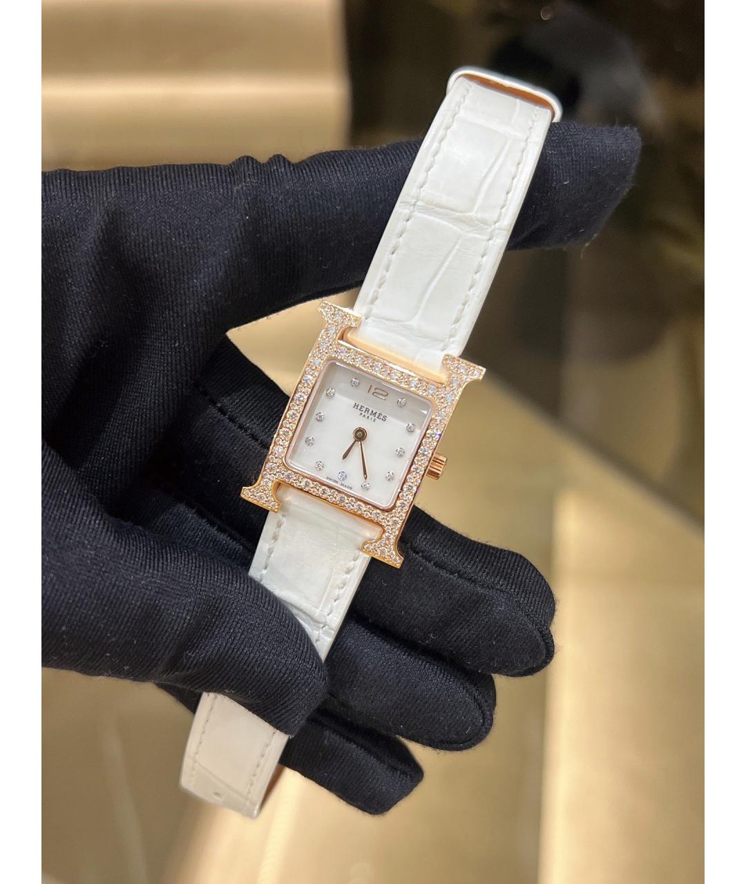 HERMES Белые часы из розового золота, фото 3