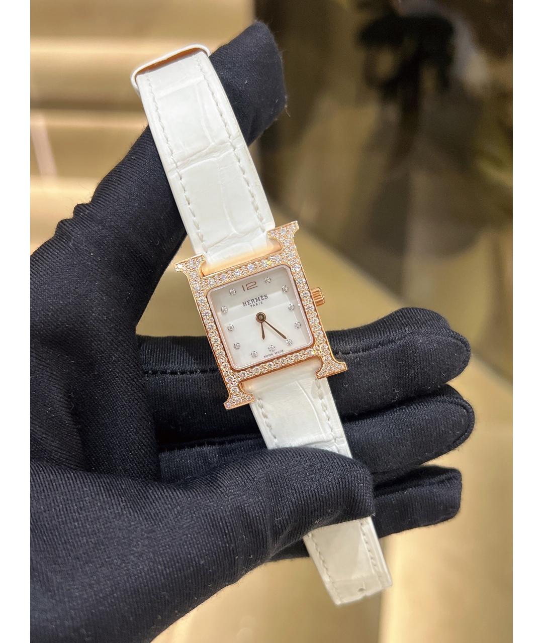 HERMES Белые часы из розового золота, фото 2