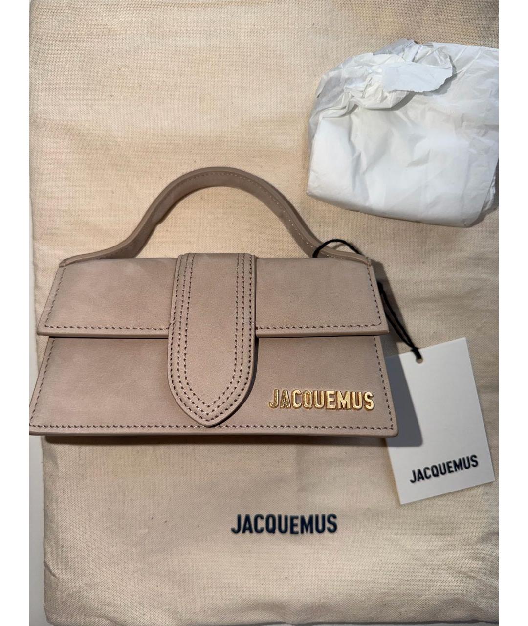 JACQUEMUS Бежевая замшевая сумка через плечо, фото 2