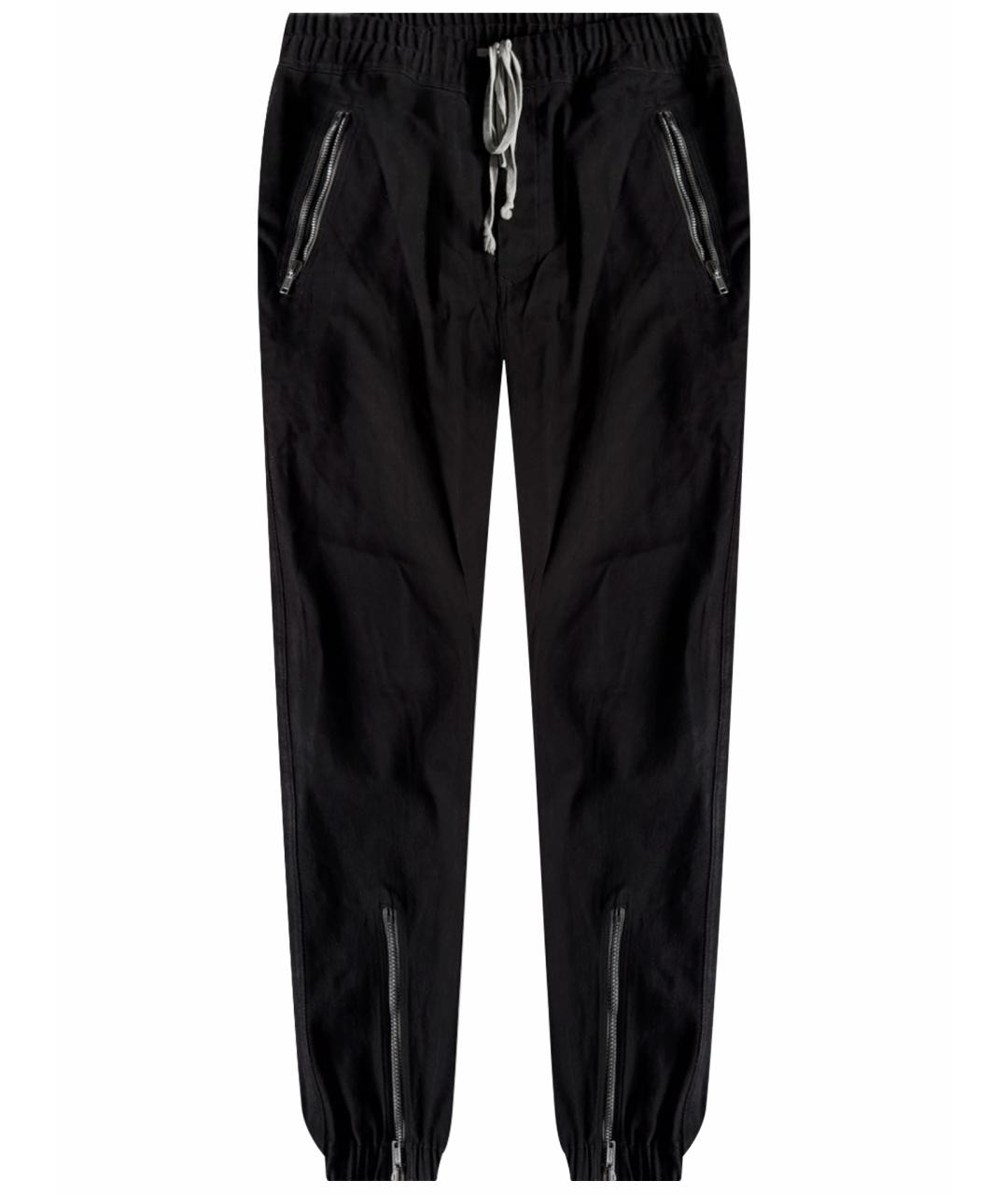 RICK OWENS Черные хлопковые повседневные брюки, фото 1