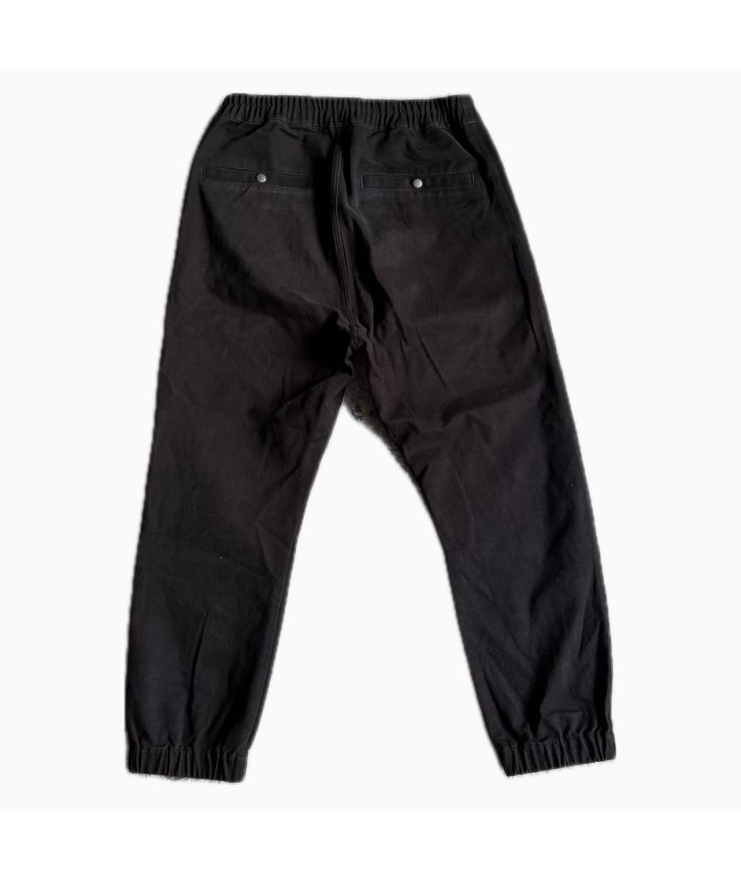 RICK OWENS Черные хлопковые повседневные брюки, фото 2