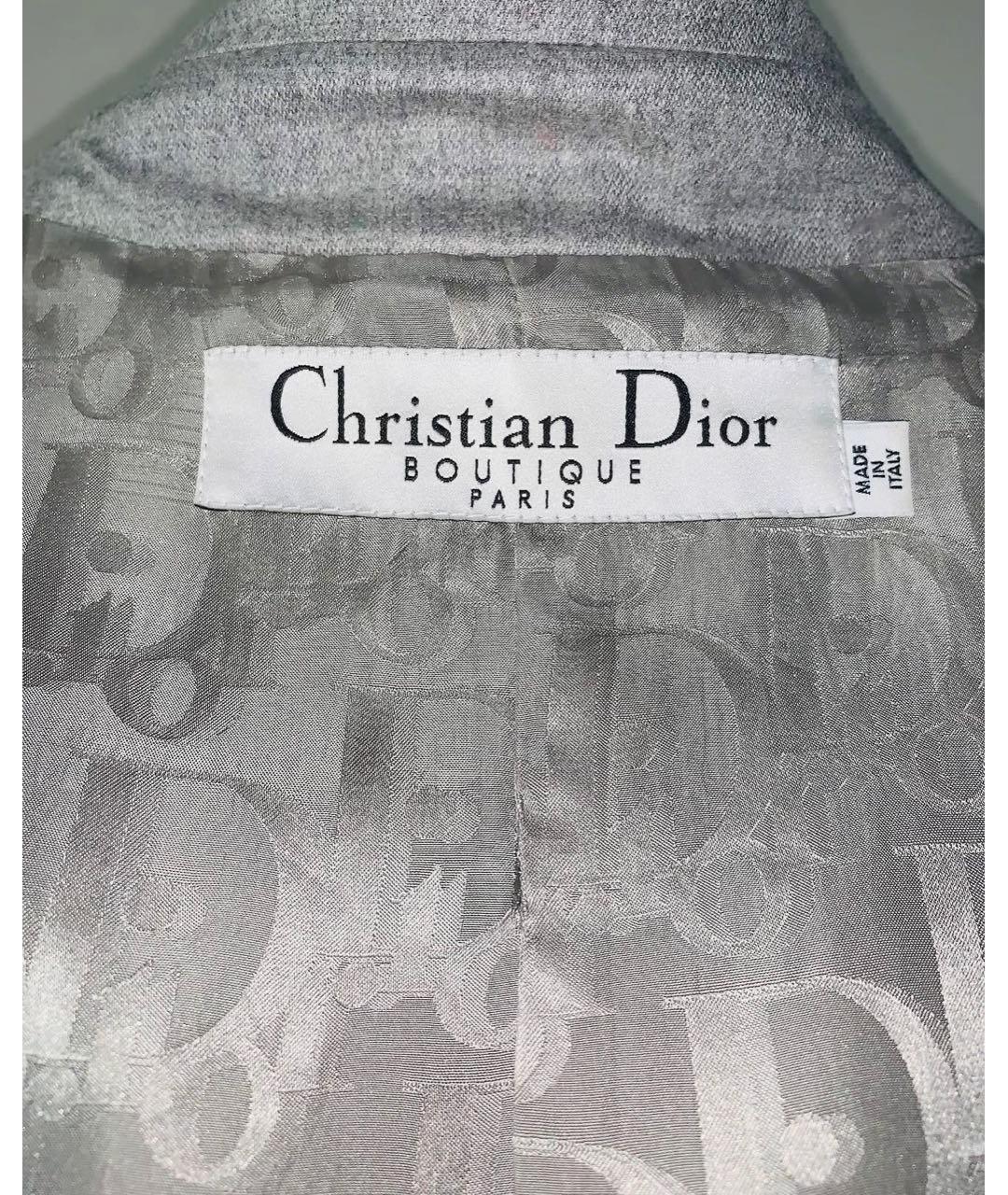 CHRISTIAN DIOR Серый шерстяной костюм с брюками, фото 3