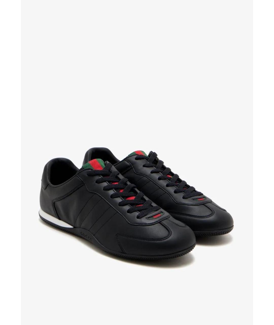 GUCCI Черные кожаные низкие кроссовки / кеды, фото 2