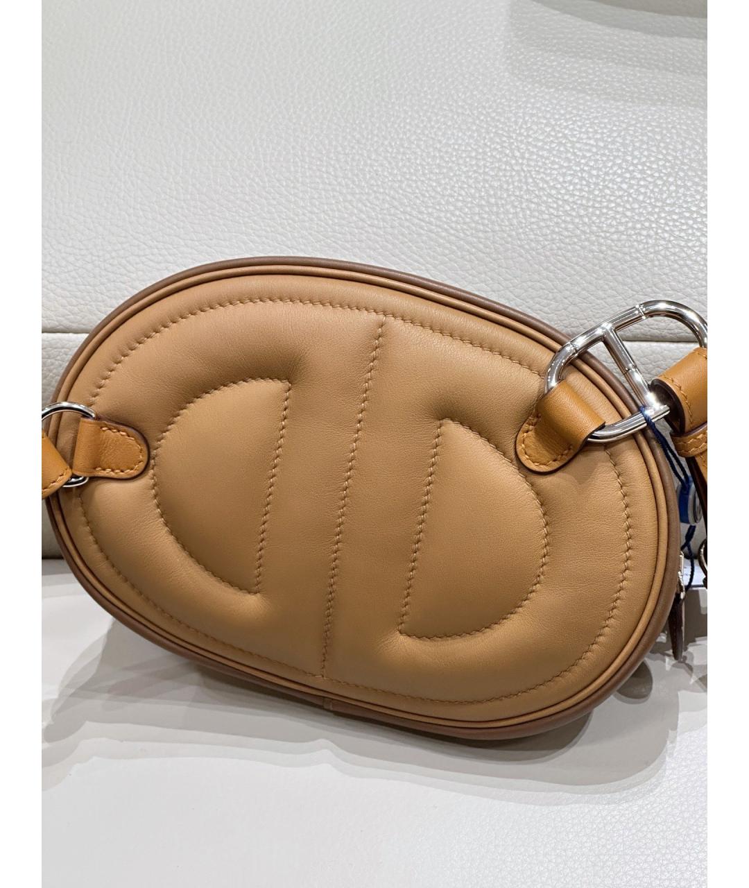 HERMES Хаки кожаная поясная сумка, фото 2