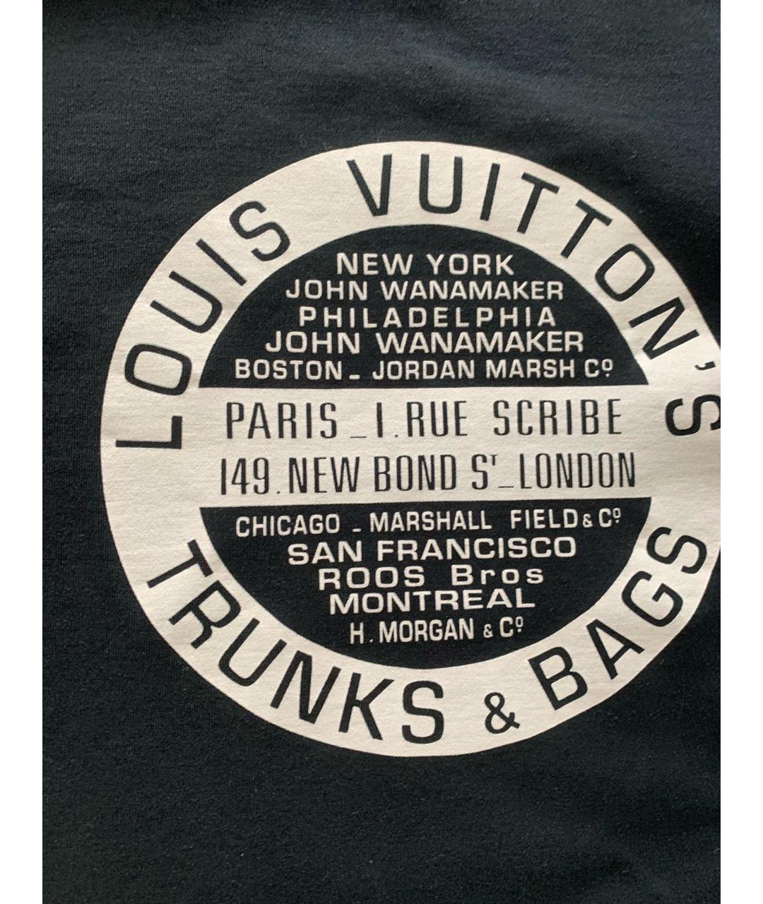LOUIS VUITTON Темно-синяя хлопковая футболка, фото 4