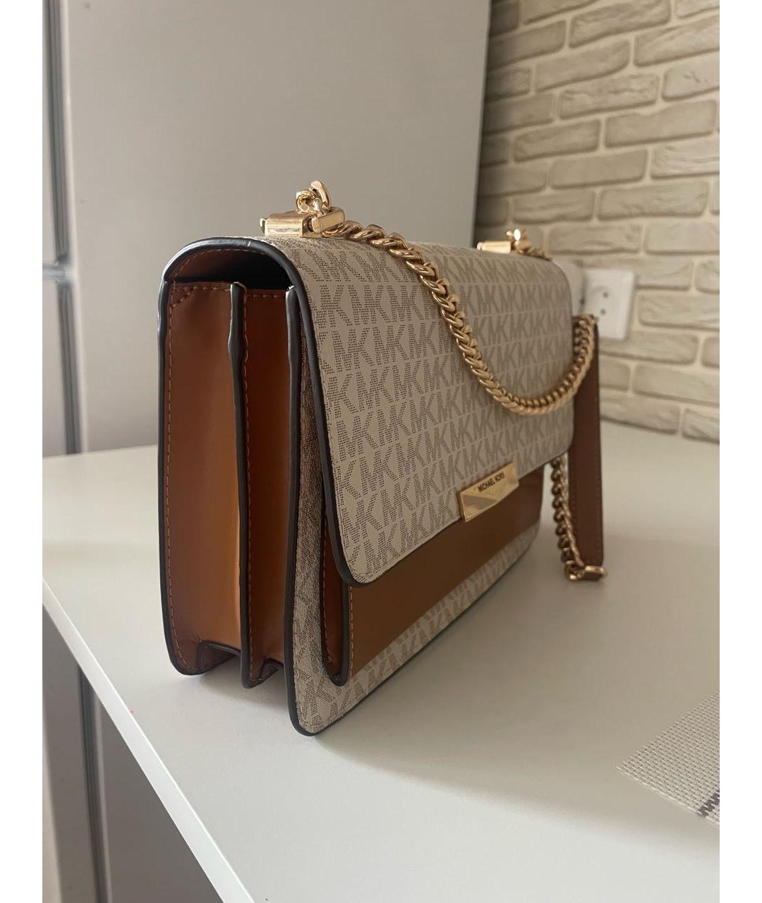 MICHAEL KORS Бежевая кожаная сумка через плечо, фото 2