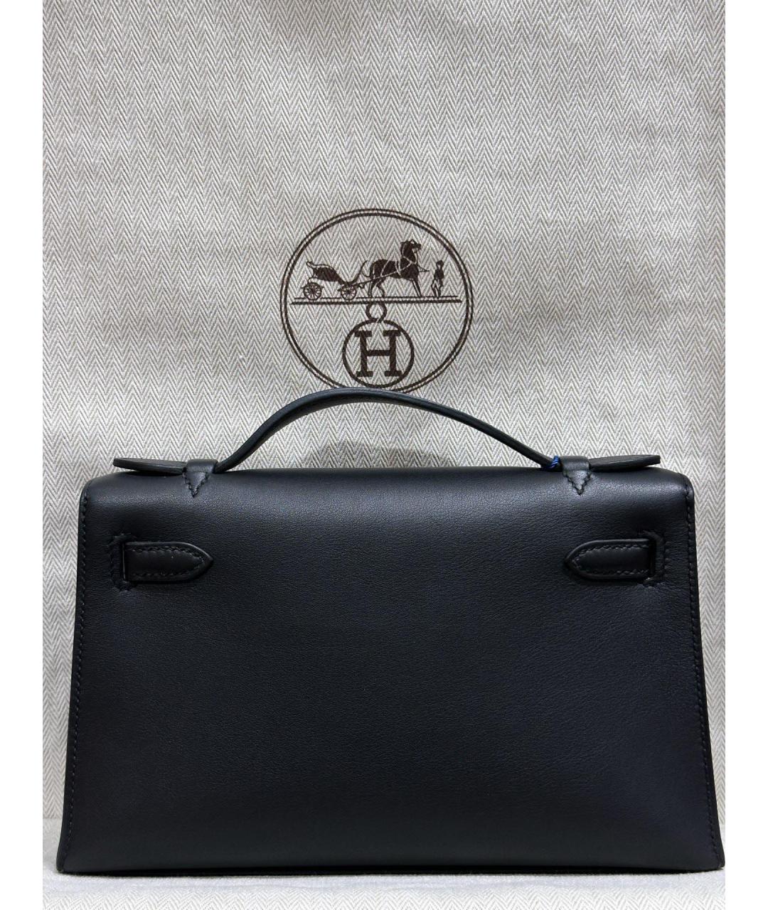 HERMES Черная кожаная сумка с короткими ручками, фото 2