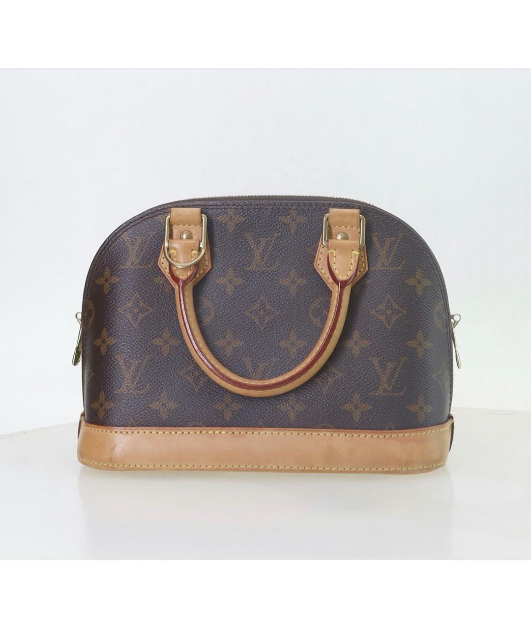 LOUIS VUITTON Коричневая кожаная сумка с короткими ручками, фото 3