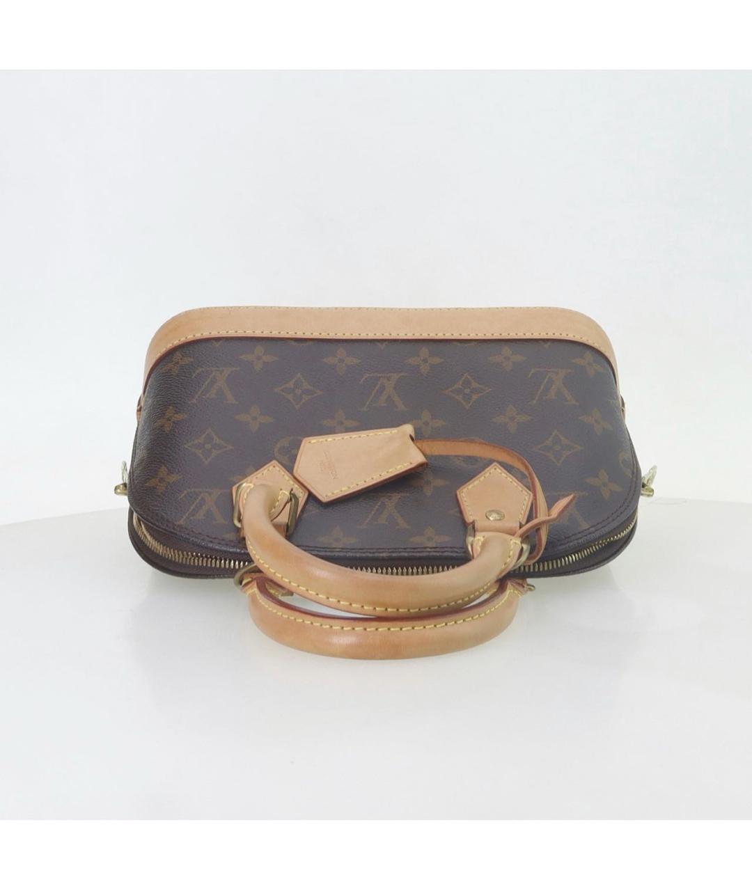 LOUIS VUITTON Коричневая кожаная сумка с короткими ручками, фото 6
