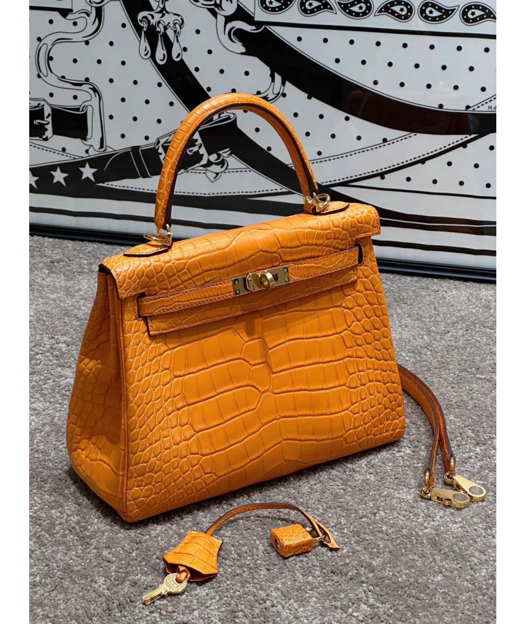 HERMES Желтая кожаная сумка тоут, фото 3