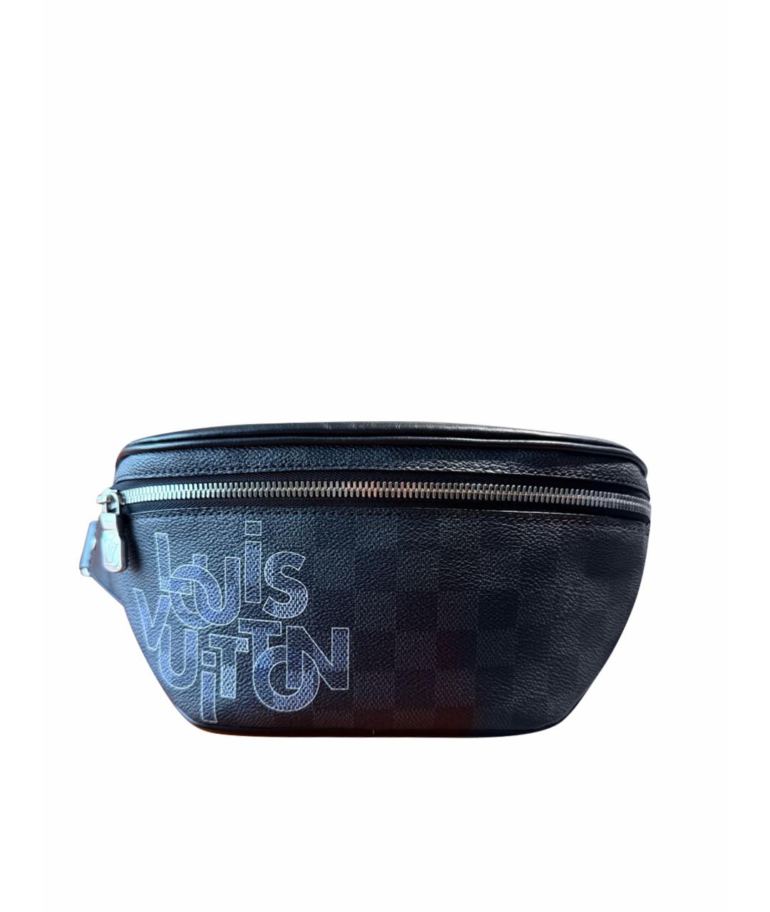 LOUIS VUITTON Антрацитовая кожаная поясная сумка, фото 1
