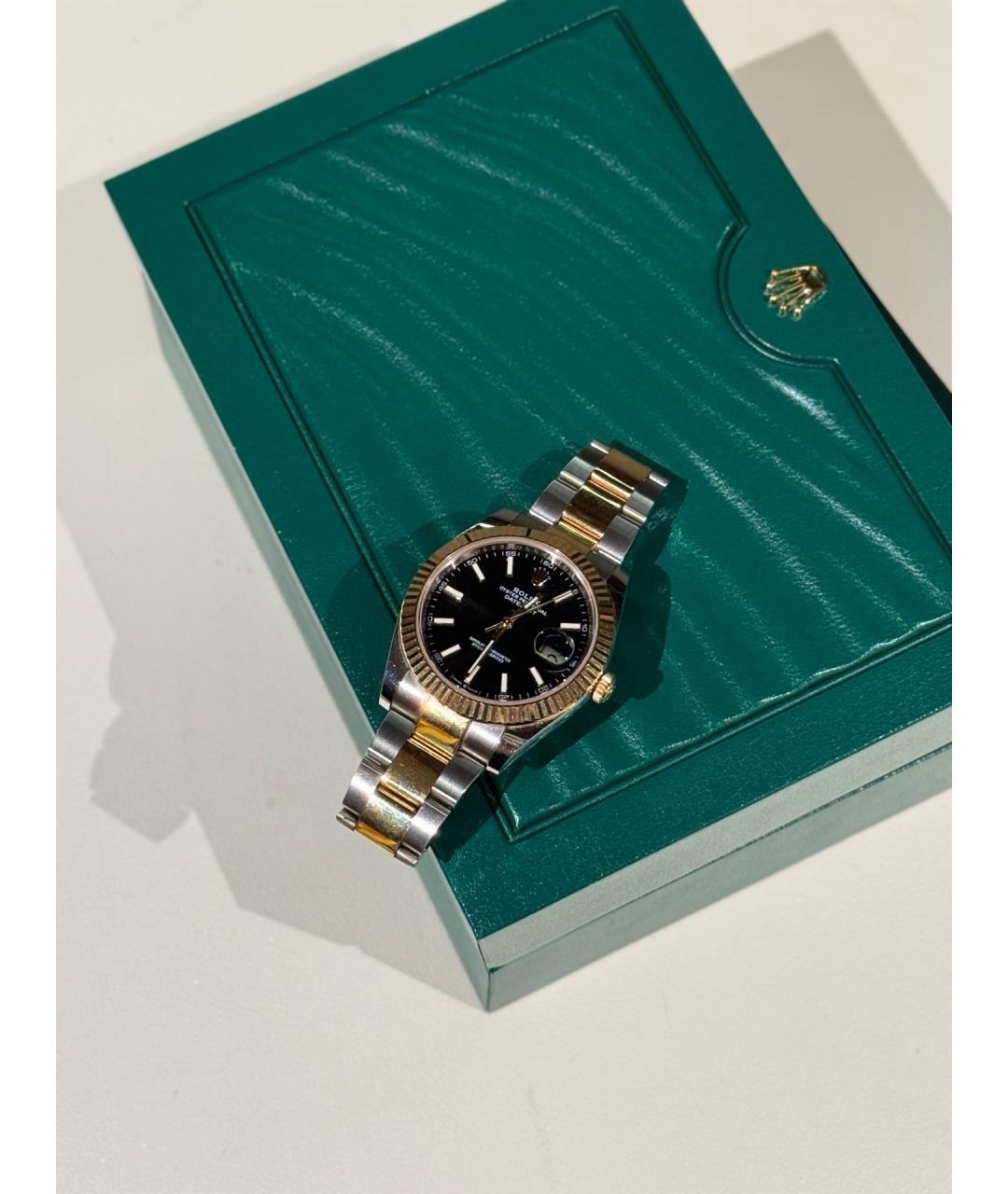 ROLEX Черные часы из желтого золота, фото 3