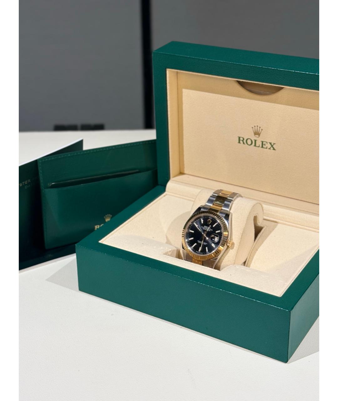 ROLEX Черные часы из желтого золота, фото 4