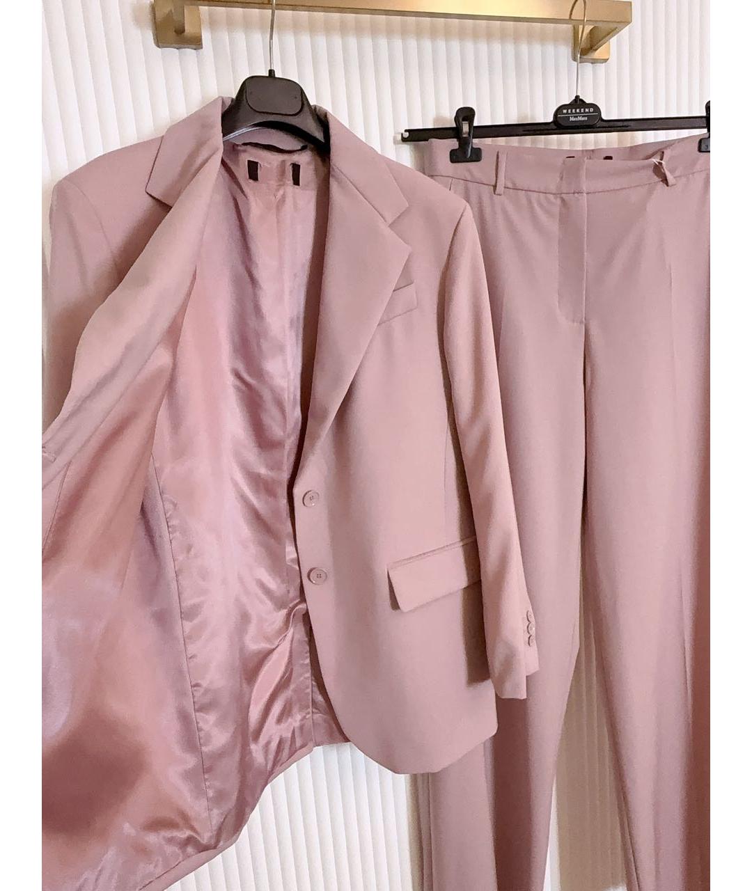 WEEKEND MAX MARA Розовый шерстяной костюм с брюками, фото 6