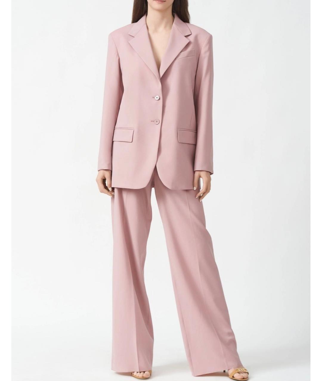 WEEKEND MAX MARA Розовый шерстяной костюм с брюками, фото 7