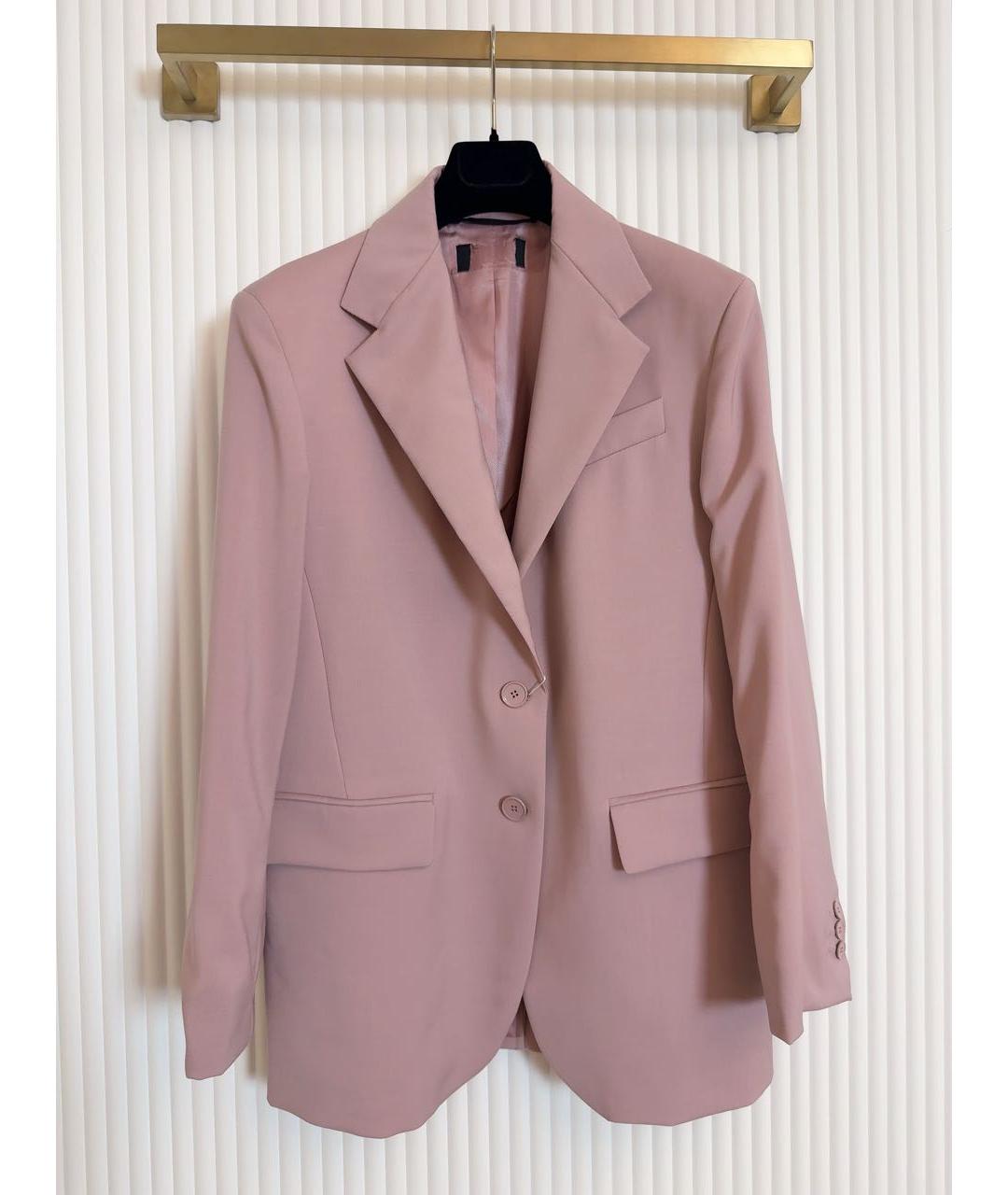 WEEKEND MAX MARA Розовый шерстяной костюм с брюками, фото 8