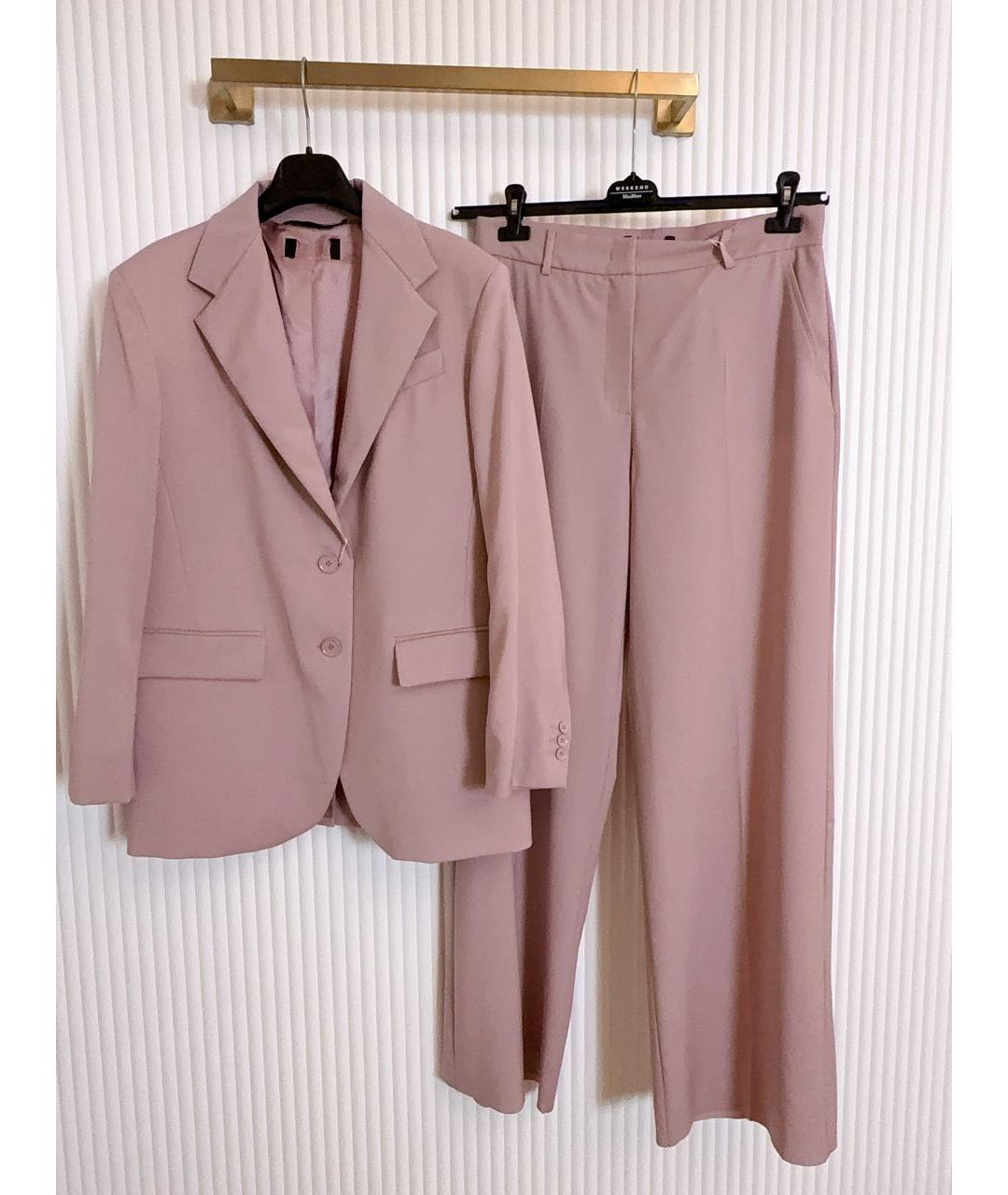 WEEKEND MAX MARA Розовый шерстяной костюм с брюками, фото 3