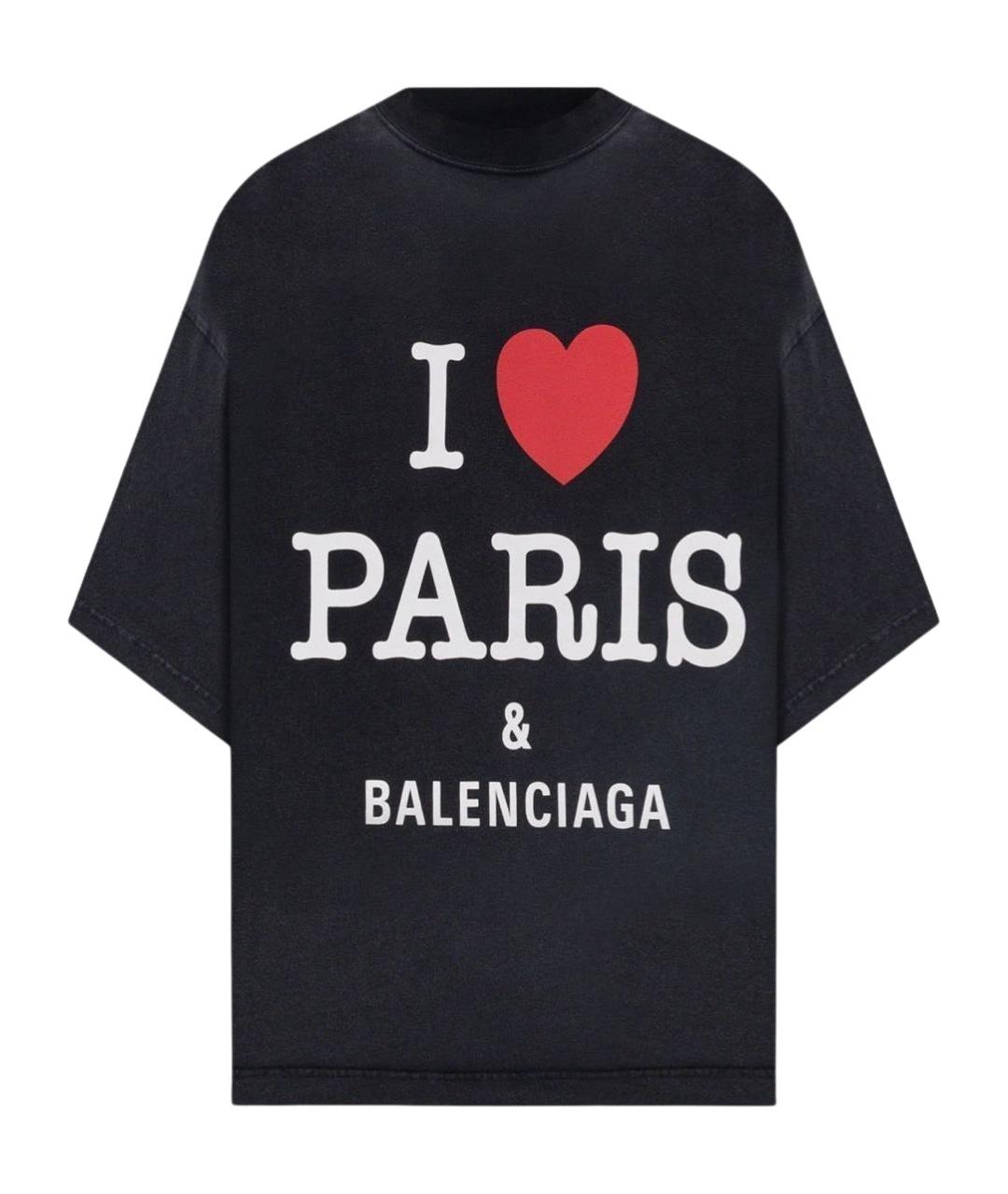 BALENCIAGA Черная хлопковая футболка, фото 1