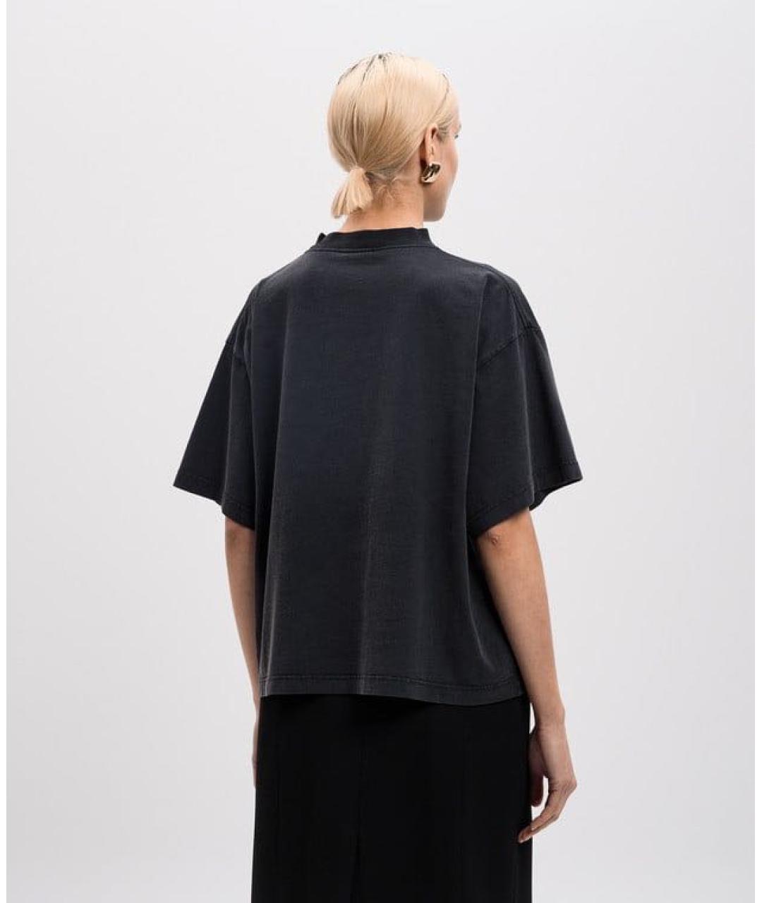 BALENCIAGA Черная хлопковая футболка, фото 5