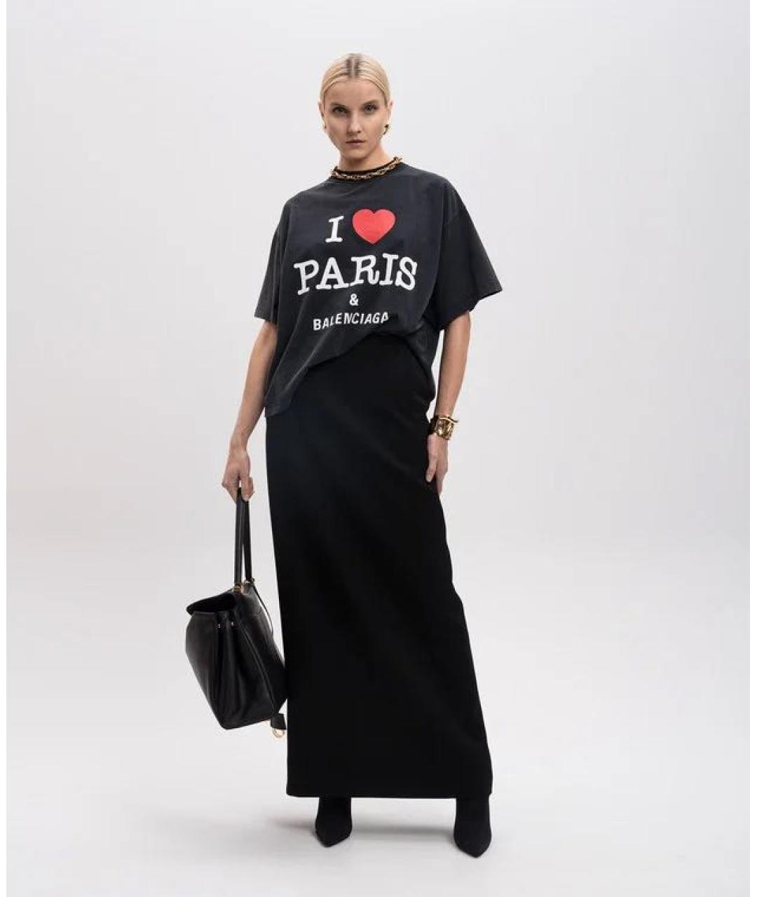 BALENCIAGA Черная хлопковая футболка, фото 4