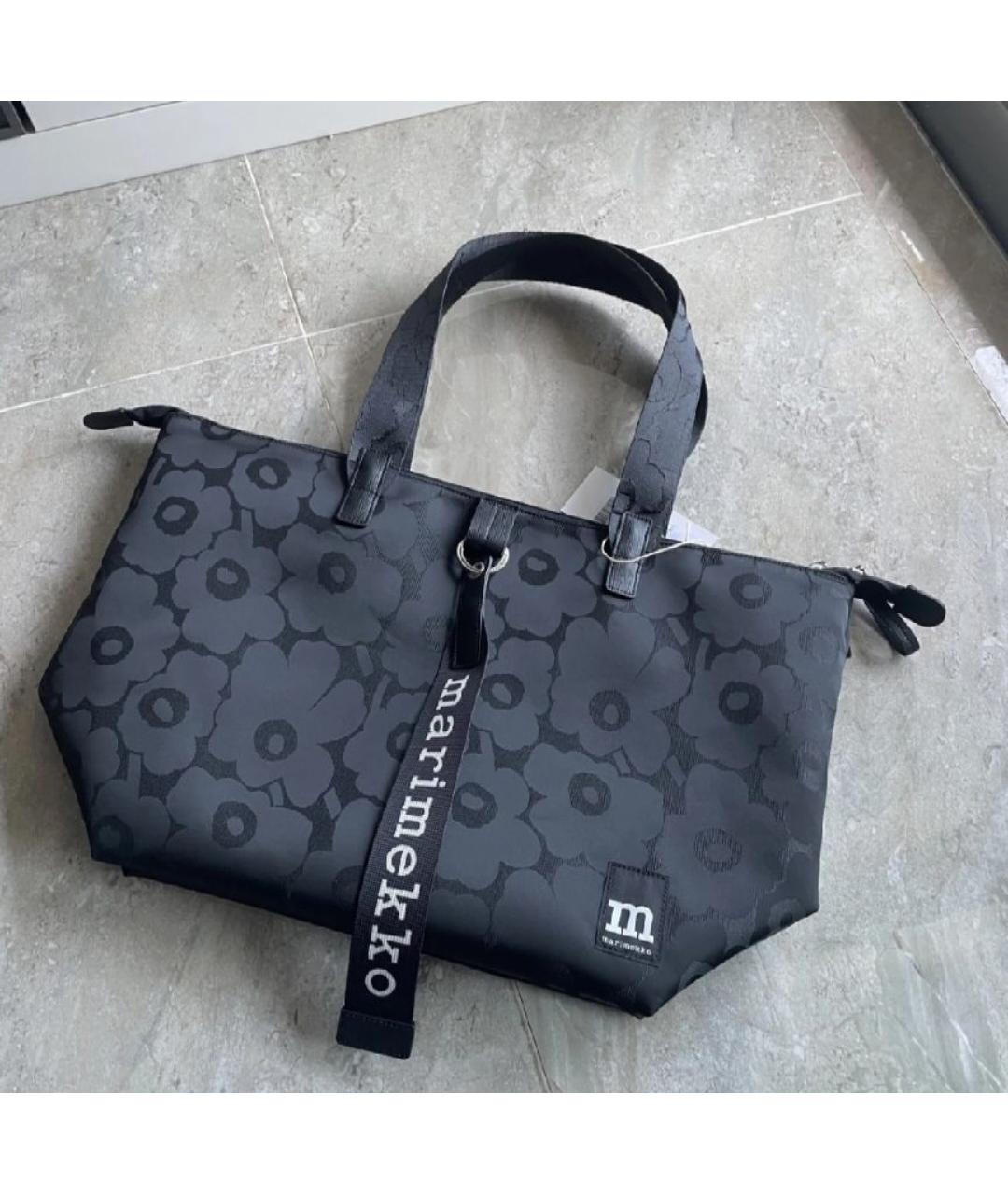 MARIMEKKO Черная тканевая дорожная/спортивная сумка, фото 10