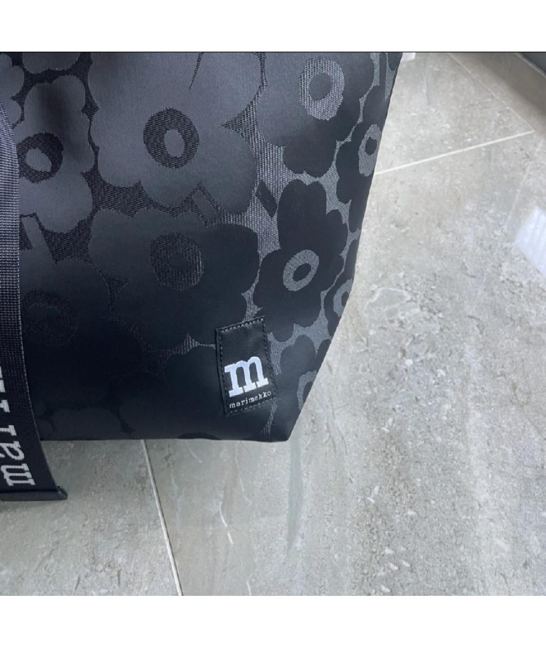 MARIMEKKO Черная тканевая дорожная/спортивная сумка, фото 7