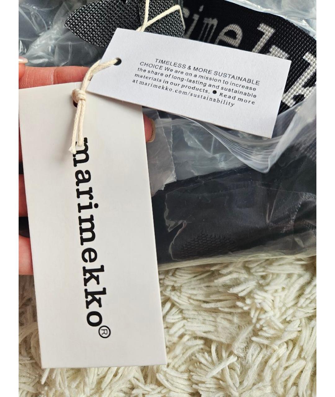 MARIMEKKO Черная тканевая дорожная/спортивная сумка, фото 9
