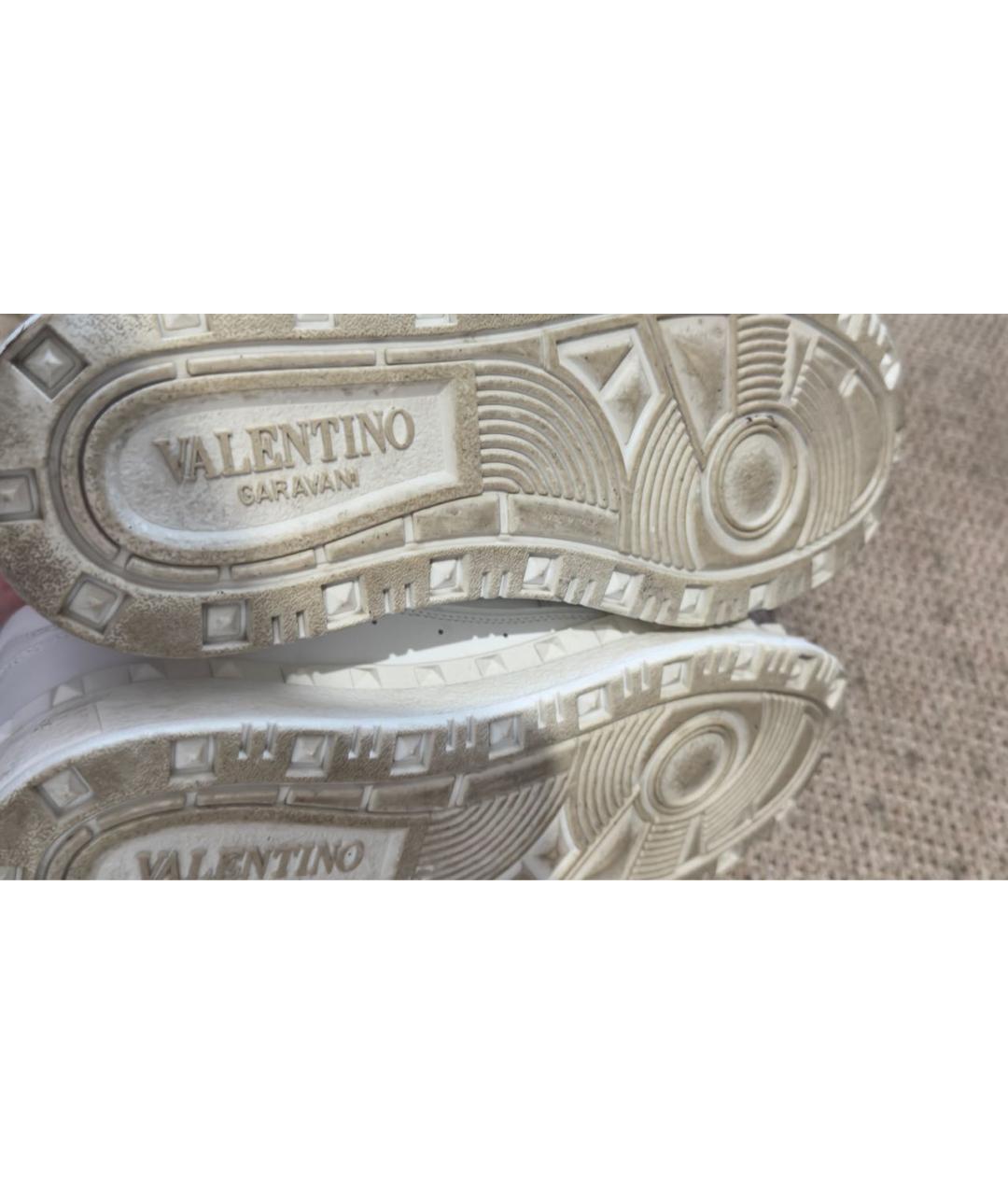 VALENTINO Белые кожаные низкие кроссовки / кеды, фото 5