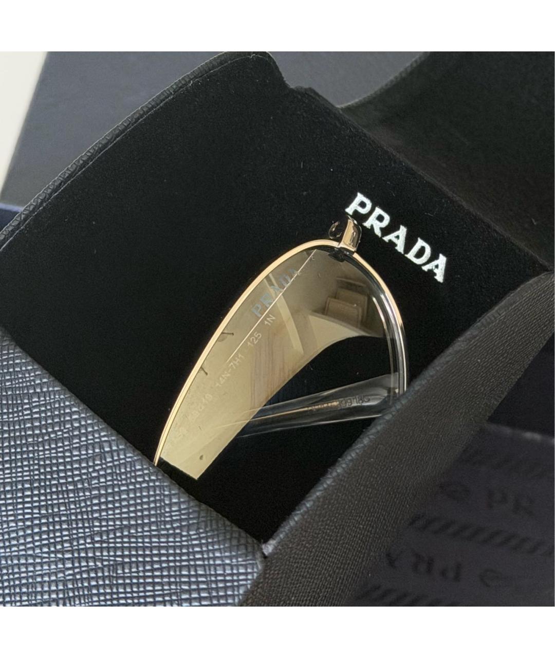 PRADA Бежевые металлические солнцезащитные очки, фото 5