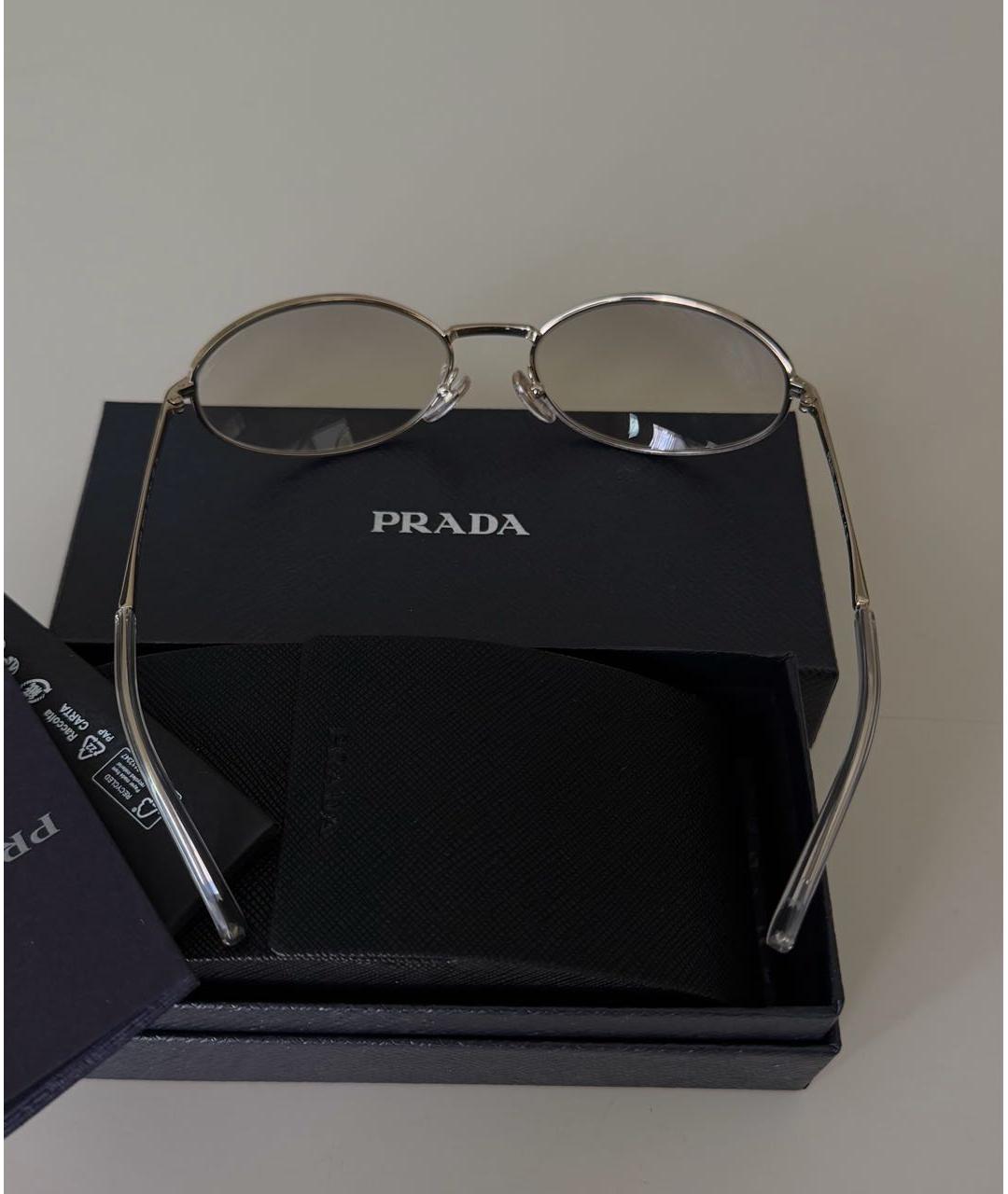 PRADA Бежевые металлические солнцезащитные очки, фото 3