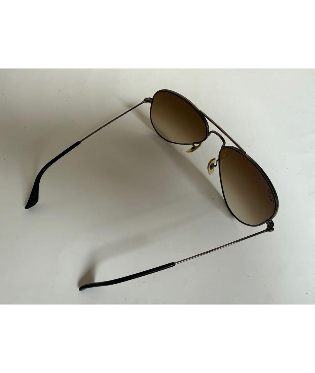 RAY BAN Коричневые металлические солнцезащитные очки, фото 2