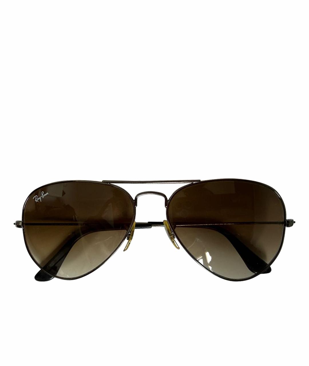 RAY BAN Коричневые металлические солнцезащитные очки, фото 1