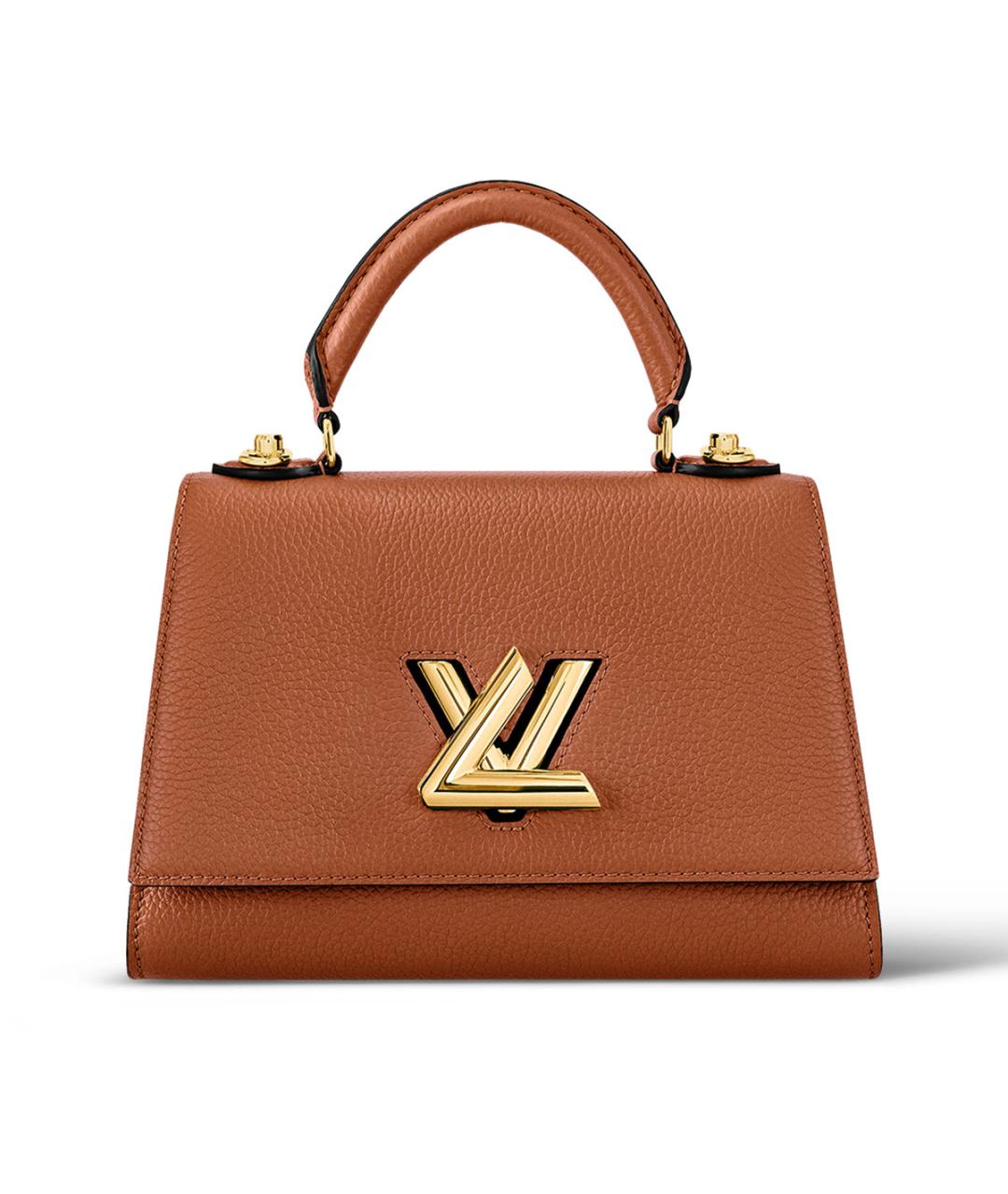 LOUIS VUITTON Коричневая кожаная сумка с короткими ручками, фото 7