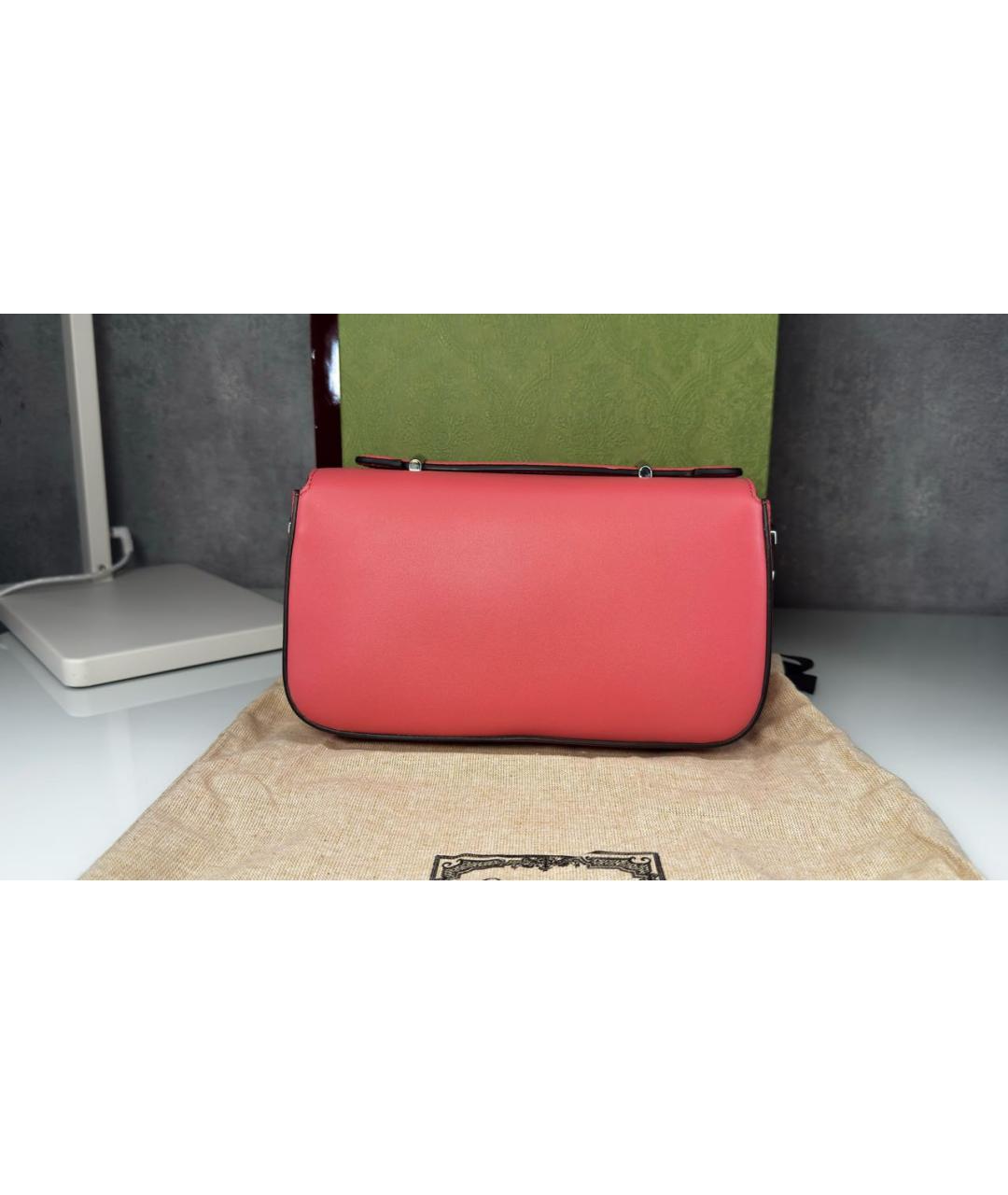 GUCCI Коралловая кожаная сумка через плечо, фото 3