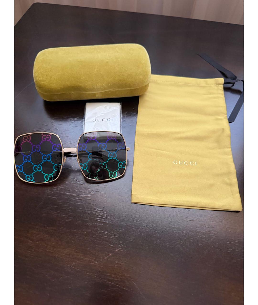 GUCCI Голубые металлические солнцезащитные очки, фото 2